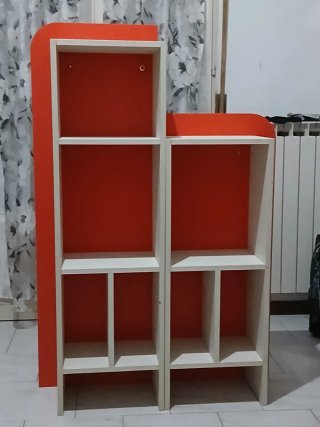 Libreria/Armadietto Legno Bianco Arancio