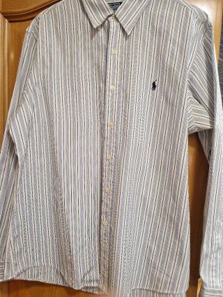 Camisa Polo Ralph Lauren Rayas Azul y Blanca