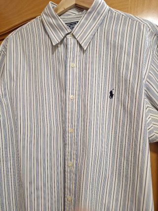 Camisa Polo Ralph Lauren Rayas Azul y Blanca