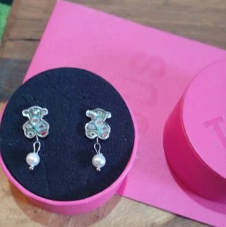 Pendientes Tous Oso Multicolor con Perla colgante