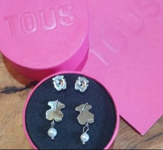 Pendientes Tous Oso Multicolor con Perla colgante