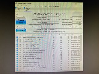 SSD Crucial 500 GB - 86%