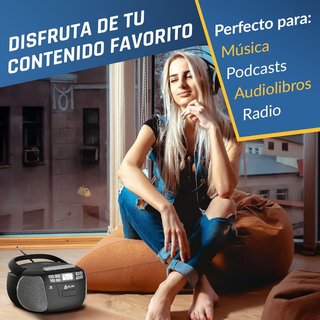 KLIM Radio CD Cassette 8GB USB BT Grabadora Plata