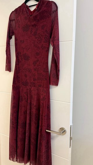 Vestido Rejilla Burdeos Floral