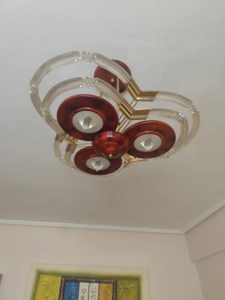 Lámpara de techo madera y cristal