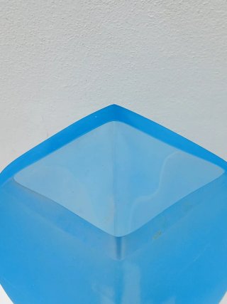 Vaso vintage vetro satinato blu