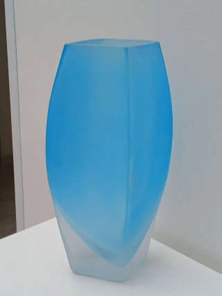 Vaso vintage vetro satinato blu
