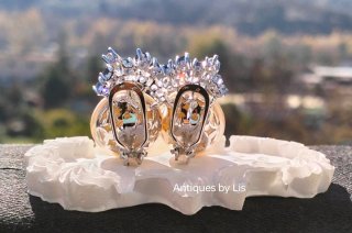 Pendientes Vintage Simu de Perlas y Simu de Zafiro