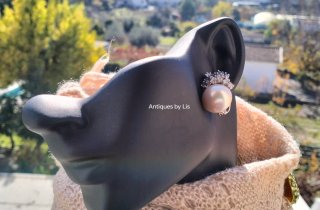 Pendientes Vintage Simu de Perlas y Simu de Zafiro