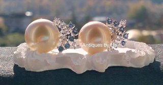 Pendientes Vintage Simu de Perlas y Simu de Zafiro