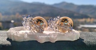 Pendientes Vintage Simu de Perlas y Simu de Zafiro