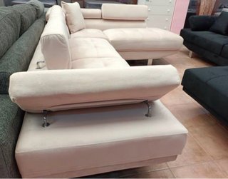 Sofá rinconera beige terciopelo