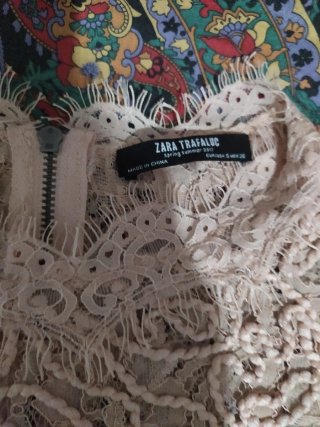 Maglietta Zara pizzo rosa beige