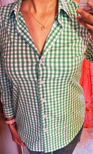 Camicia a quadri verde e bianca