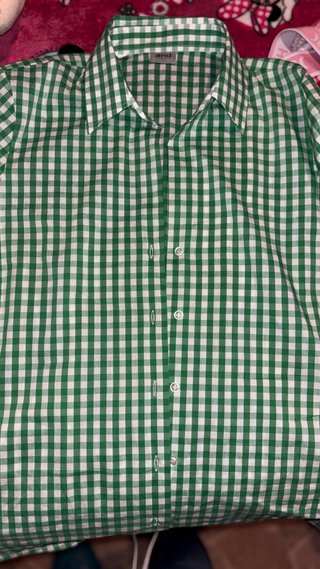 Camicia a quadri verde e bianca