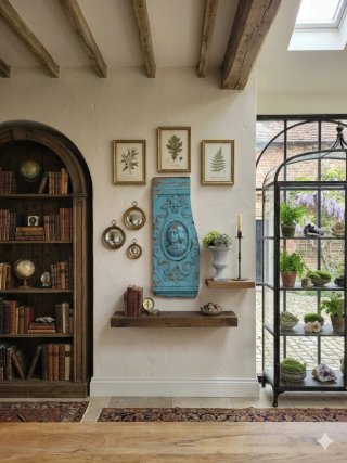 Fragmento retablo relieve azul antiguo