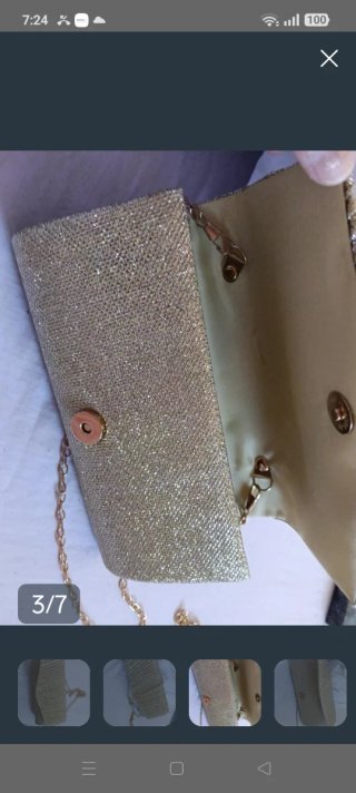 Bolso de fiesta dorado con cadena