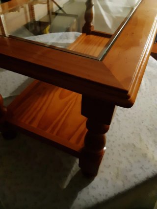 Mesa centro pino con cristal