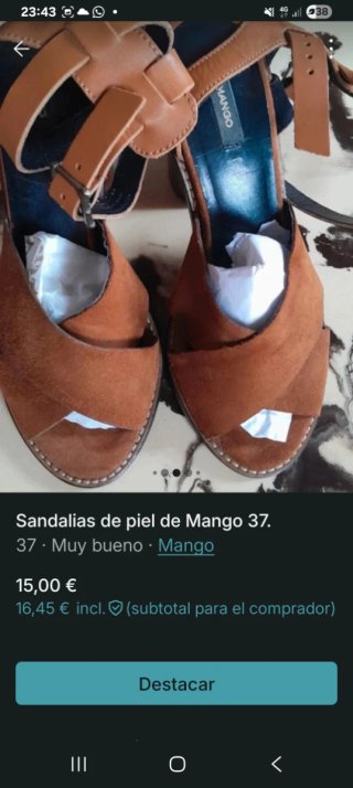 Sandalias Mango Piel Talla 37