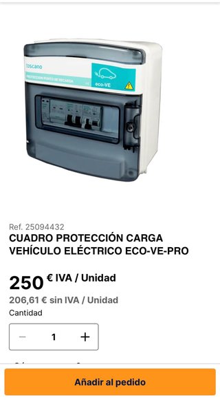 Cuadro Protección Carga Vehículo Eléctrico