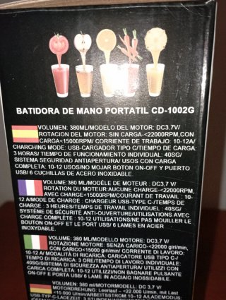 Batidora Portátil Recargable Eurotec