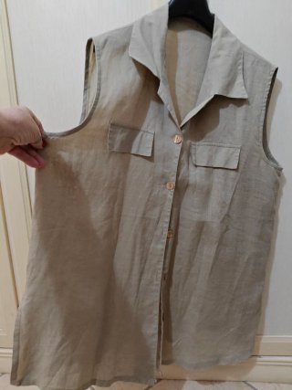 Camicia di puro lino donna beige