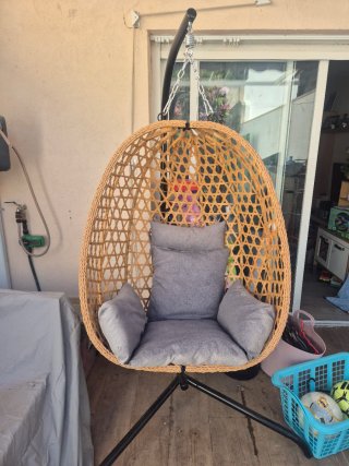 Sedia Sospesa in Rattan e Metallo, Nessuna Spedizione