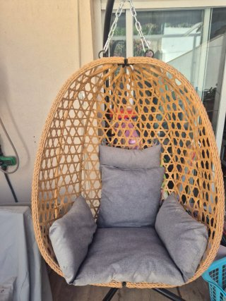 Sedia Sospesa in Rattan e Metallo, Nessuna Spedizione