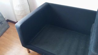 Sofá Negro 3 Plazas Tela