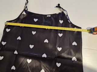 Camisón raso negro corazones talla única (NUEVO)