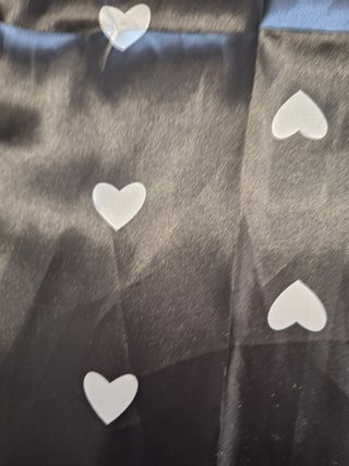 Camisón raso negro corazones talla única (NUEVO)
