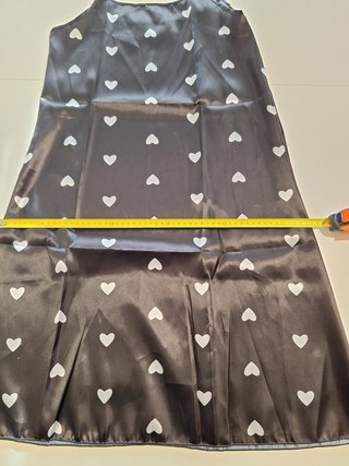 Camisón raso negro corazones talla única (NUEVO)
