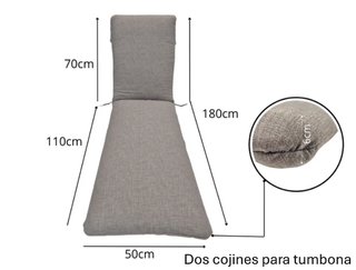 Dos cojines para tumbona color gris