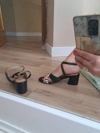 Sandalias Gioseppo negras tacón animal print T37