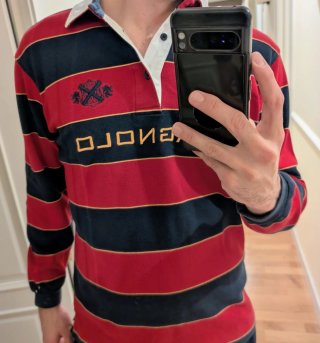 Polo SPAGNOLO rayas rojo y negro