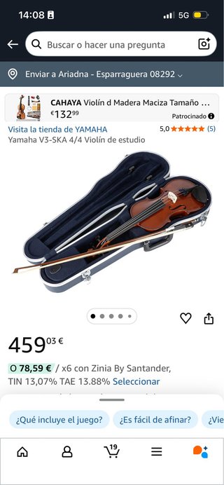Violín Yamaha con funda y arco
