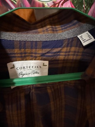 Camisa Cortefiel Cuadros Azul/Mostaza Talla S