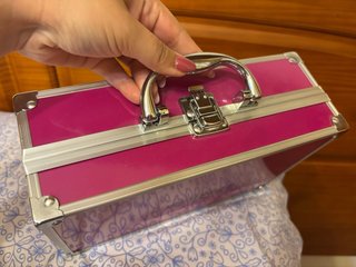 Maletín de maquillaje Bon Voyage rosa y plateado