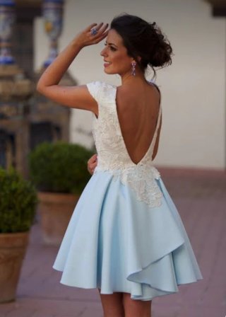 Vestido Silvia Navarro Beige y Azul