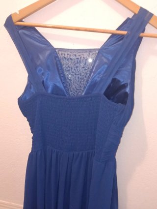 Vestido largo Eva&Lola azul con pedrería