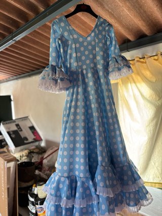 Vestido Flamenca Lunares Azul