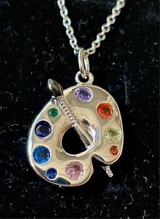 Colgante Plata Paleta Pintor Multicolor