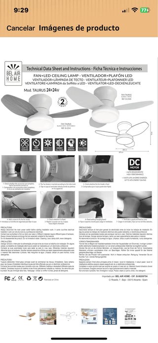 Ventilador de techo LED 24W Blanco Madera