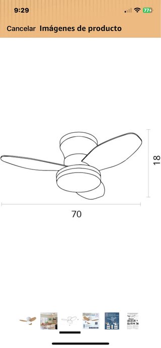 Ventilador de techo LED 24W Blanco Madera