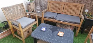 Conjunto Terraza Madera con Cojines