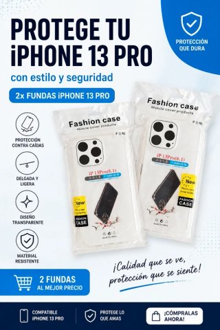 2 Fundas iPhone 13 Pro Transparentes