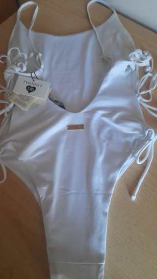 Costume intero Twin Set bianco paillettes
