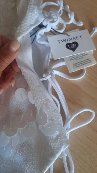 Costume intero Twin Set bianco paillettes