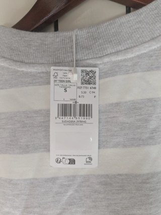 Sudadera Mango Teen rayas gris y blanco
