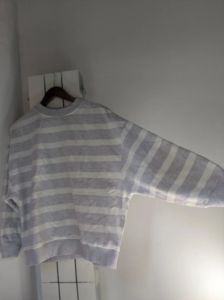 Sudadera Mango Teen rayas gris y blanco